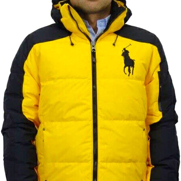 Polo Ralph Lauren Big Pony Puffer Jacket, Yellow and Black - Picture 1 of 10